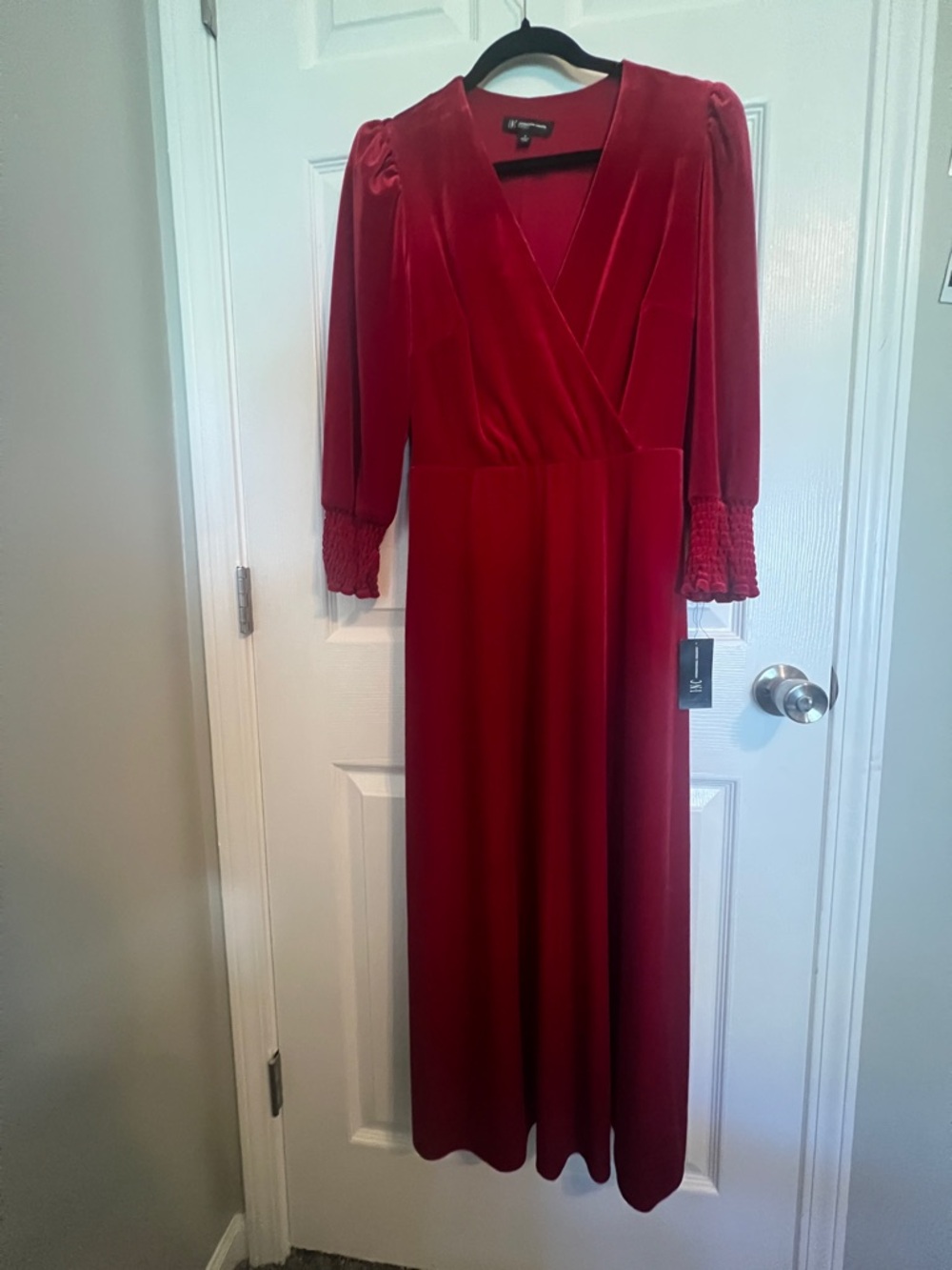 INC International Concepts Red Velvet Wrap Maxi Dress